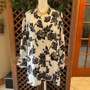 Lucy & Laurel Linen Lagenlook Career Work Button Up Womens 3X Tunic Top